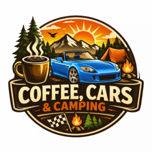 Coffee cars and camping logo